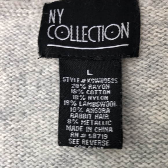 NY Collection Sweater V Neck Metallic Gray SZ L - Picture 3 of 6